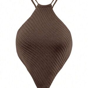 Brown Knit Halter Top